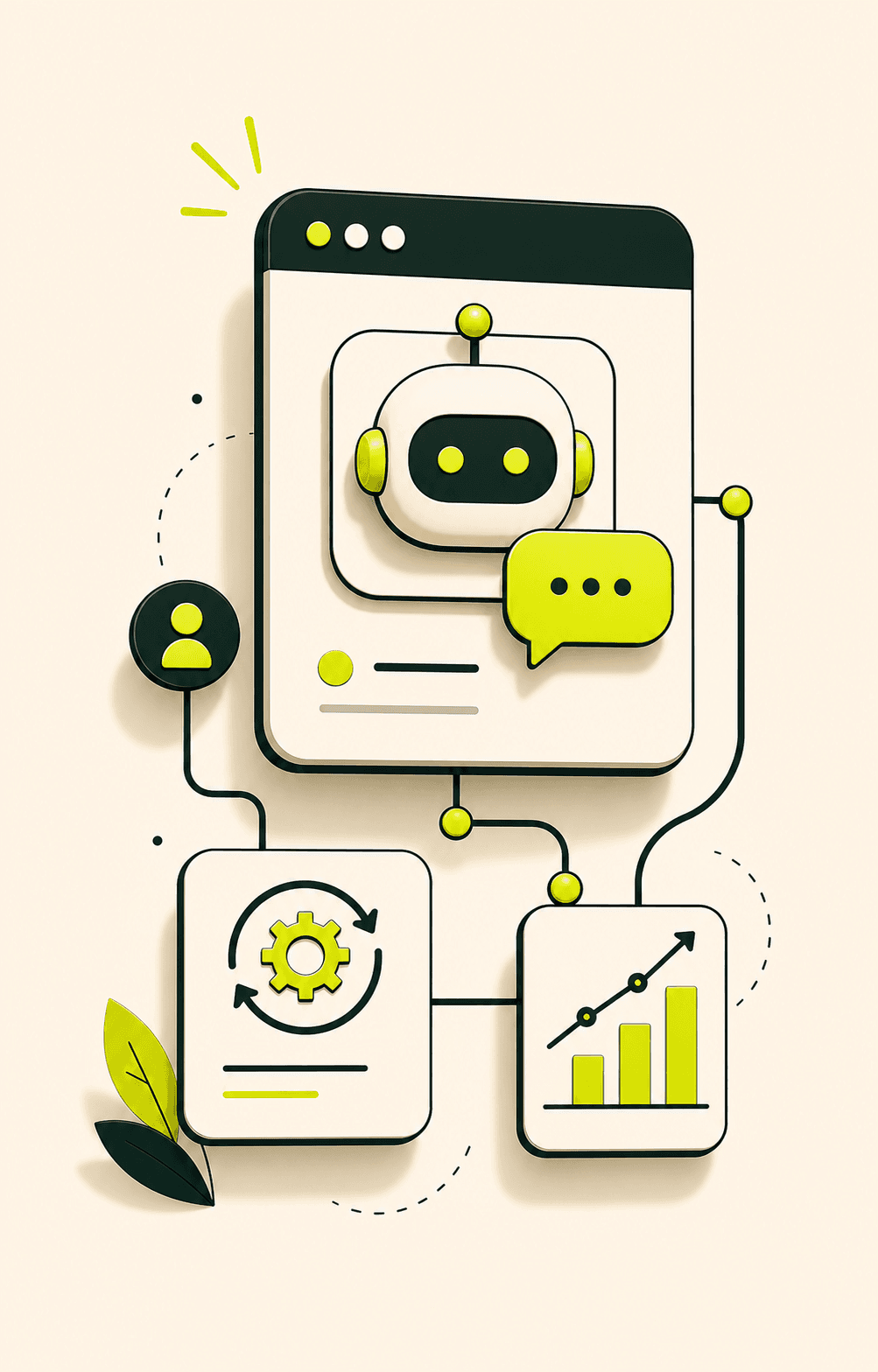 AI automation and lead systems illustration for Digital Aura marketing services